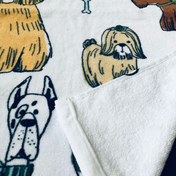 Whimsical Dog Cartoon Print 3-pc Bath Towels Set - Picture 5 of 5